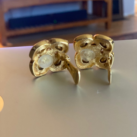 Vintage Glam Christian Dior Gold Plate & Clear Rhinestone Clip on Earrings - Picture 3 of 5